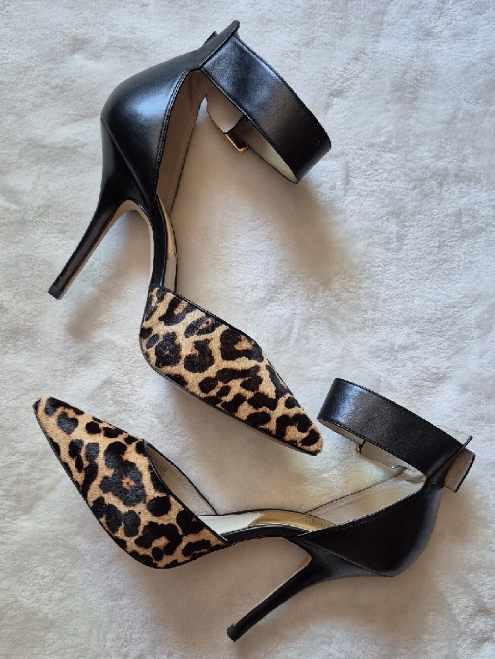 MICHAEL Michael Kors Leopard Print and Black Ankle-Strap Pumps - Picture 3 of 14